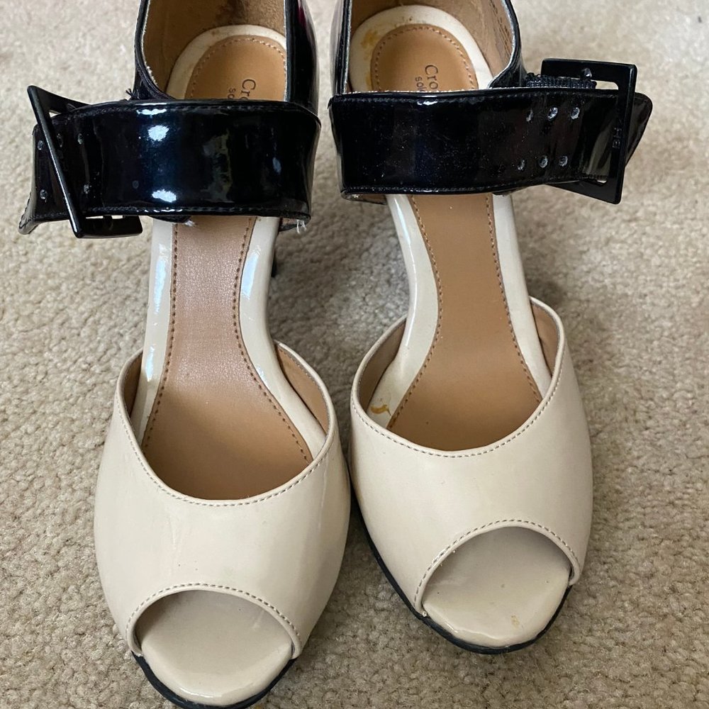 Croft & Barrow Nude & Black Open Toe High Heels